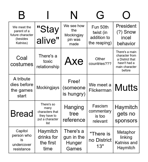 Sunrise on the Reaping Bingo Card