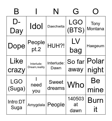 @se7enwithluv Bingo Card
