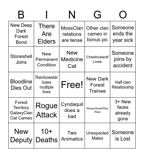 GalaxyClan Y26 Bingo Card