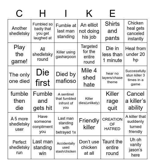 Forsaken shedletsky Bingo Card