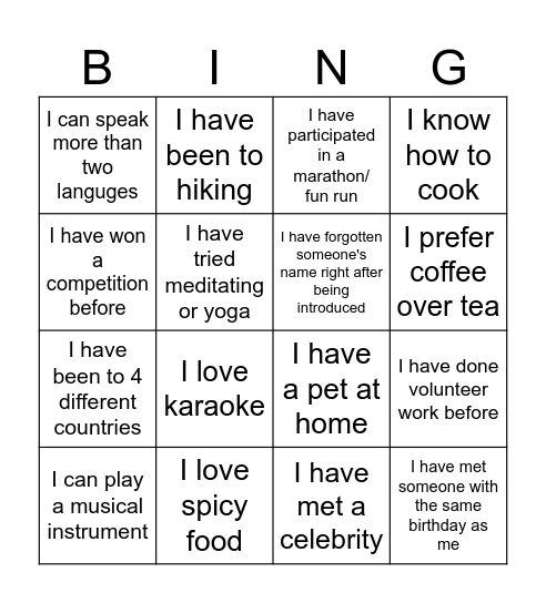 Untitled Bingo Card