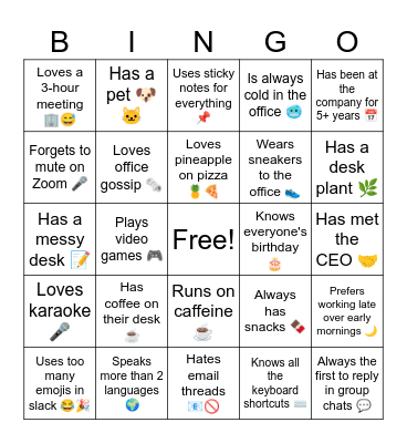 Ice Breaker Bingo Card