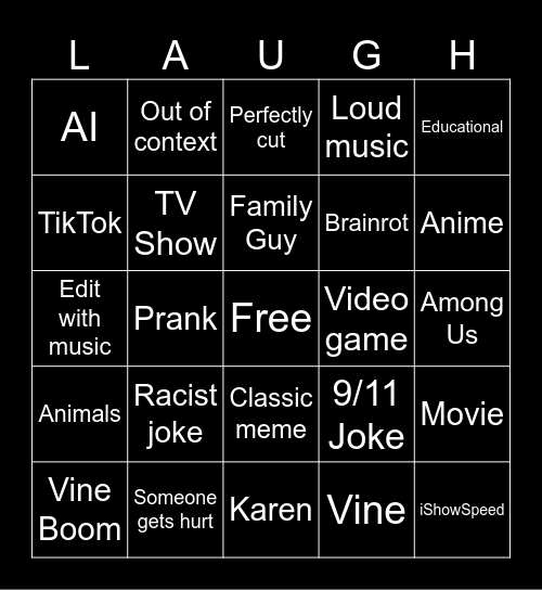 Try Not To Laugh!! Bingo Card
