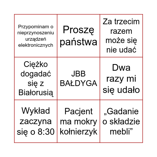 Szczękowe bingo Card