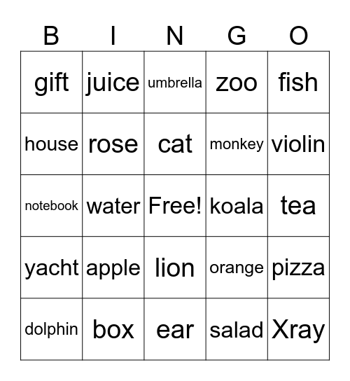 Warm-Up 1 Bingo Card