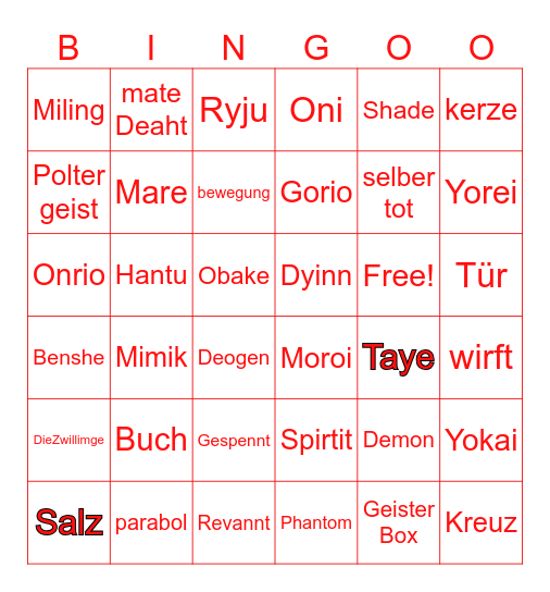 Phasmo Bingo Card