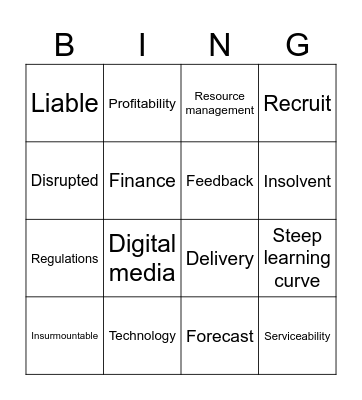 Biggest challenges video Bingo Card