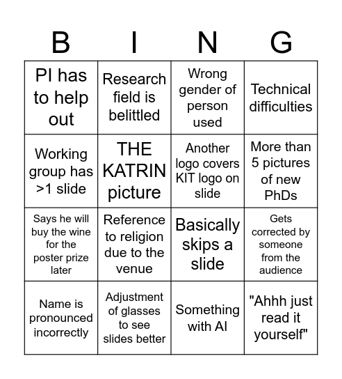 Welcome Presentation Bingo Card