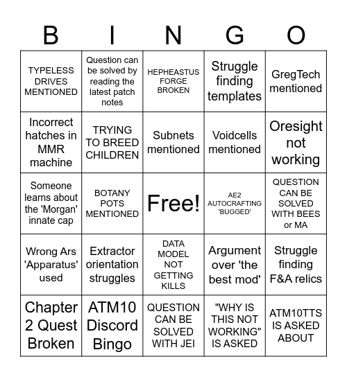 ATM10 Discord Bingo Card