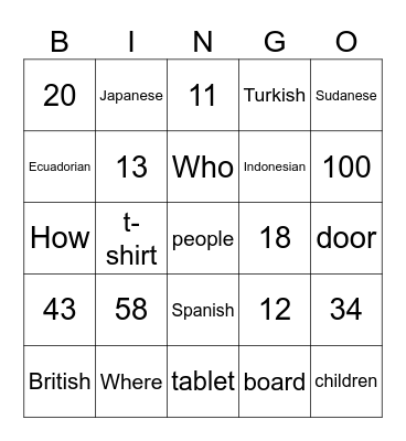 Revision Bingo Card
