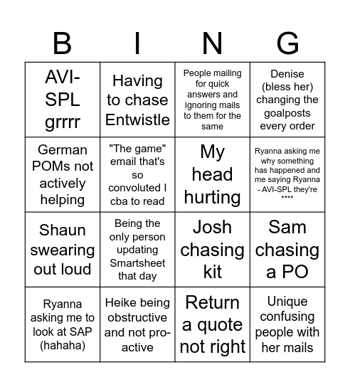 AV Bingo Card