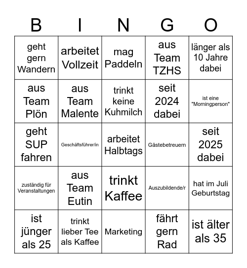 Teamtag Bingo Card