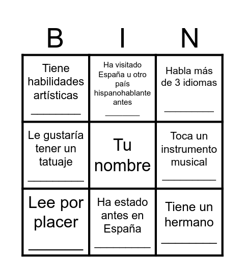 Encuentra a alguien que... Bingo Card