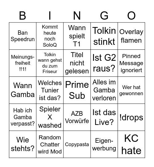 Twitch Chat Bingo - First Stand Bingo Card