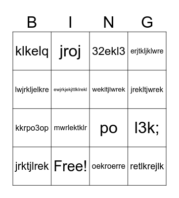 test test Bingo Card