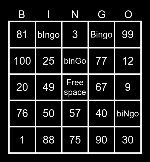 American Bingo Card