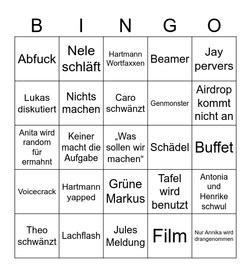Bio LK Bingo Card
