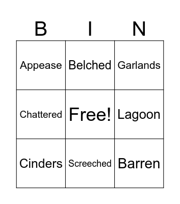 Vocabulary Bingo Card