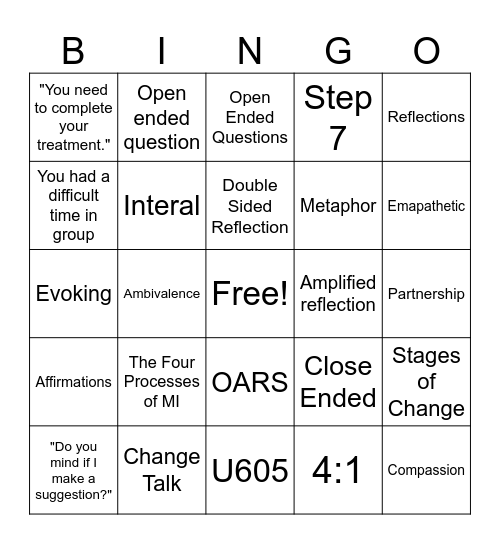MI Bingo Card