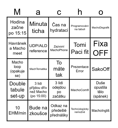Machus Bingus Bingo Card
