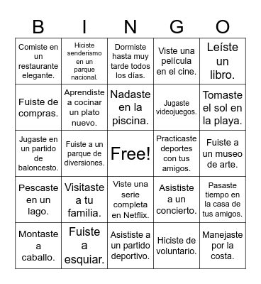 Mi Descanso de Primavera (Tú) Bingo Card