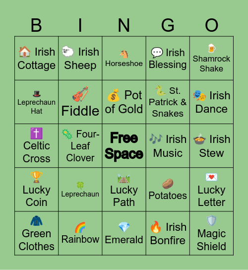 St. Patrick's Day Bingo Card