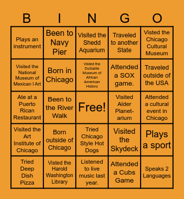 Social Bingo Card