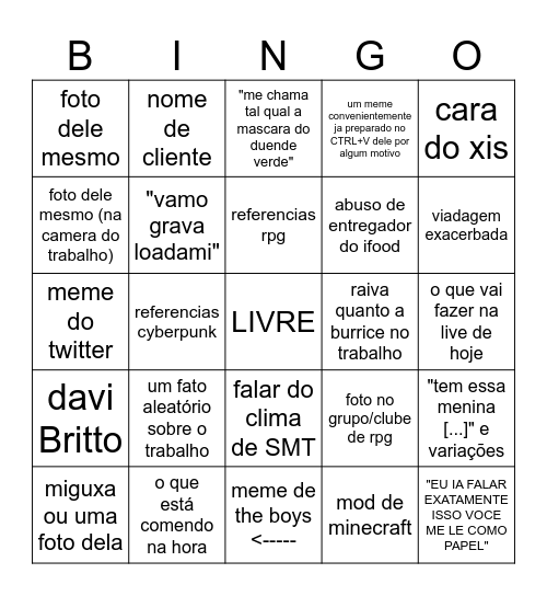 o que eppilyeah enviou hoje? Bingo Card