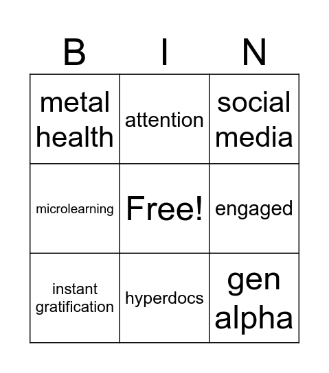 April 4 PD Bingo Card
