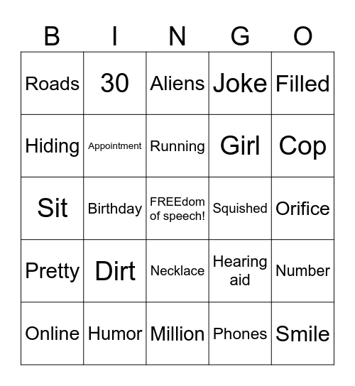 Famous Lines from Infamous Patients Bingo Card