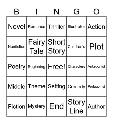 Literature Bingo Card