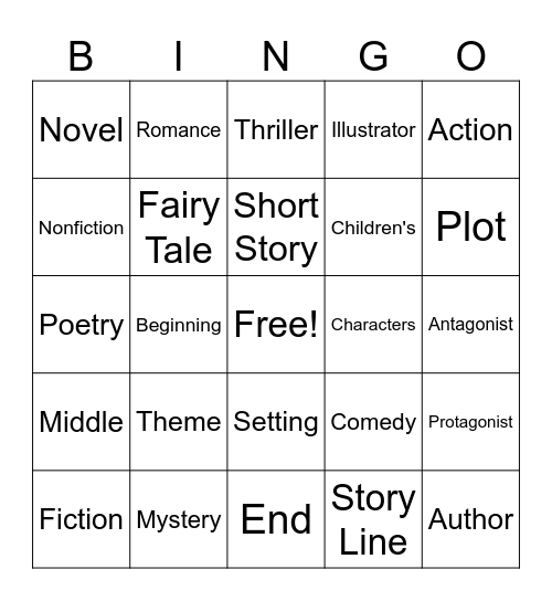 Literature Bingo Card