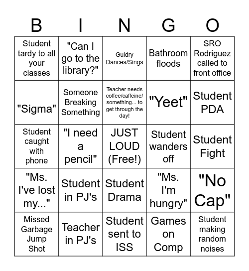 Week Before Spring Break Bingo! Bingo Card