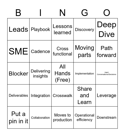 Workday Bingo Card