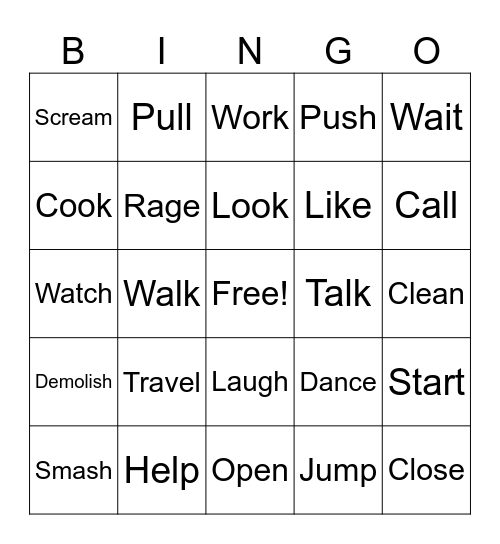 3-6 Past Simple + P 22 Descriptive Verbs Bingo Card