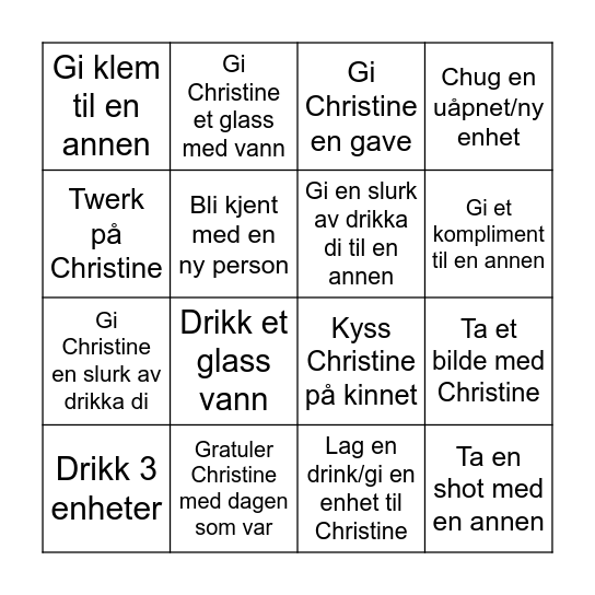 Christine 32 år! Bingo Card