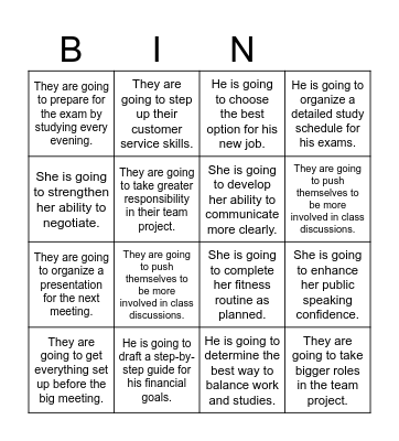 Bingo Card 1 Bingo Card