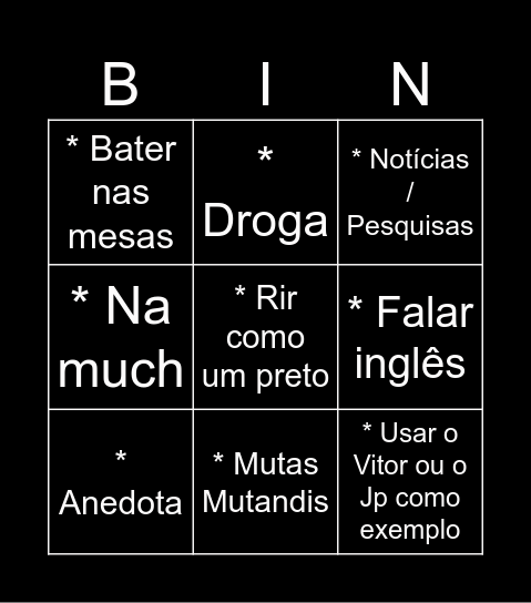A.M.P BINGOOOO Bingo Card