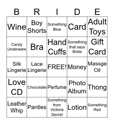 Gift Bingo Card