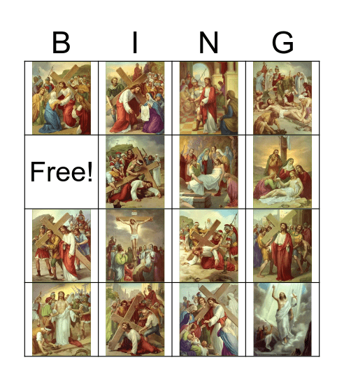 Stations of the Cross Catholic Bingo Card