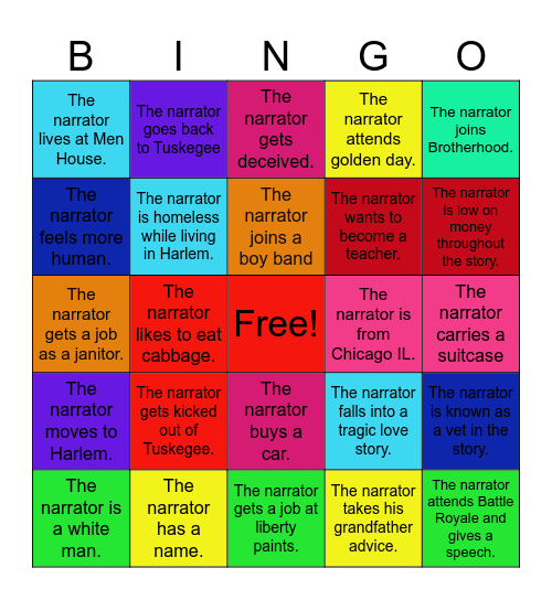 Invisible Man Bingo Card