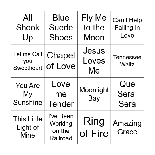Music Therapy Bingo Card