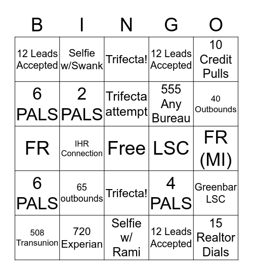 MONDAY FUNDAY! Bingo Card