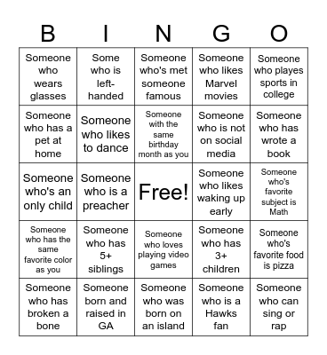 Human Bingo Card