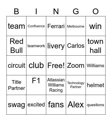 Exec Town Hall Bingo - March Bingo Card