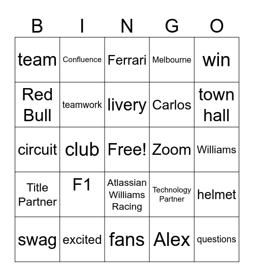 Exec Town Hall Bingo - March Bingo Card
