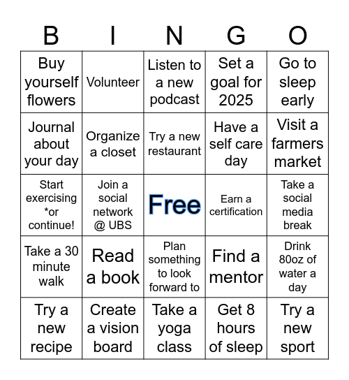 RDS Network Bingo Card