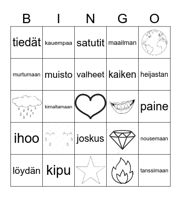 Musiikkibingo Card