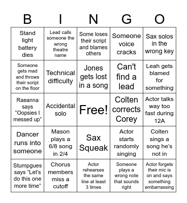 Pit Bingo Card
