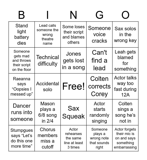 Pit Bingo Card